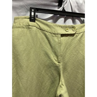 Emma James Dress Pants Size 14 Wide Leg Light Green Linen Blend Small Hem Flaw