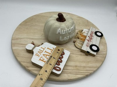 Thanksgiving Autumn Centerpiece Set Of 3 Ceramic Pumpkin Wood Signs Multicolor