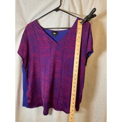 WASSIO Women's Colorful Top Size L, Polyester Front/Rayon Back, Short Sleeve