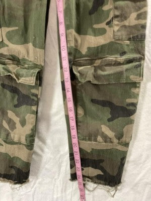 Rue21 Pants Juniors S Green Camouflage Cargo Twill Elastic Waist Raw Hem Army