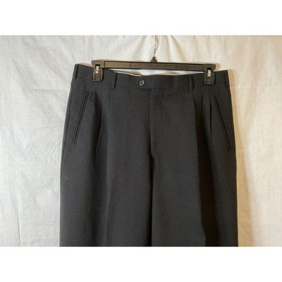 Dino DiVinci Men's Black Dress Pants 35W 28L, Pleated, Zip Fly, Hand Tailored