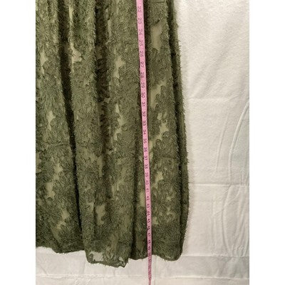 RWJ Dress Womens Large Green Floral Lace Maxi Sleeveless Smocked Fit Flare