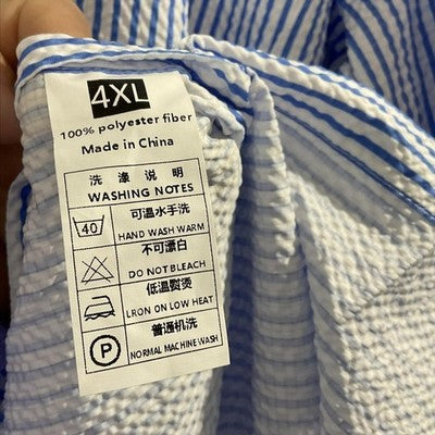 Blue White Striped Shirt Mens 4XL Long Sleeve Button Up Big Tall Seersucker