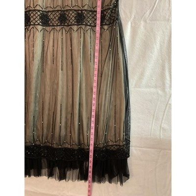 Papillon Los Angeles Flapper Dress Women 3X Black Beaded Art Deco Gatsby New