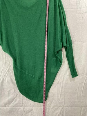 Gibson Latimer Sweater Tunic Womens XL Green Asymmetrical Dolman Knit Metallic