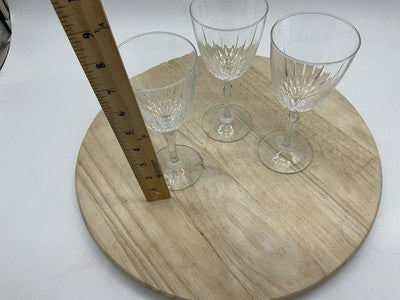 Unmarked Clear Cut Glass Wine Goblets Set Of 3 Stemmed Barware Decor
