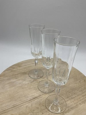 Unmarked Clear Geometric Champagne Glasses Set Of 3 Flutes Bar Decor Modern
