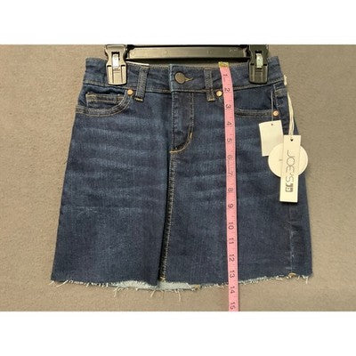Joe's Jeans Bella A-Line Mini Skirt Raw Hem Denim Blue Girls Size 10 Stretch NWT