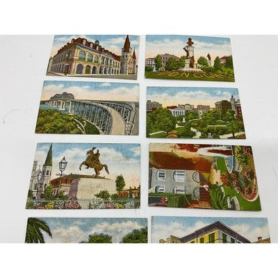 VTG New Orleans Lithograph 2"x3" Set 8pc Multicolor Historic Landmarks Souvenir