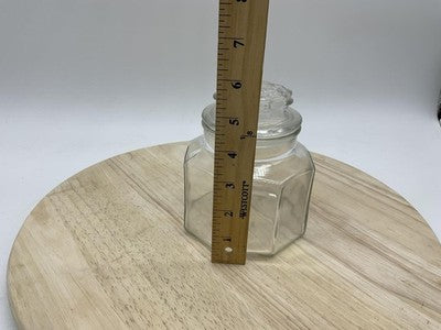 Clear Glass Kitchen Canister Jar With Lid Hexagon Faceted Storage Container