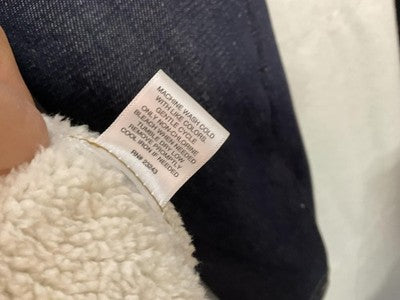 Ashley Stewart Jacket Womens Medium Blue Denim Sherpa Collar Lined Warm Winter