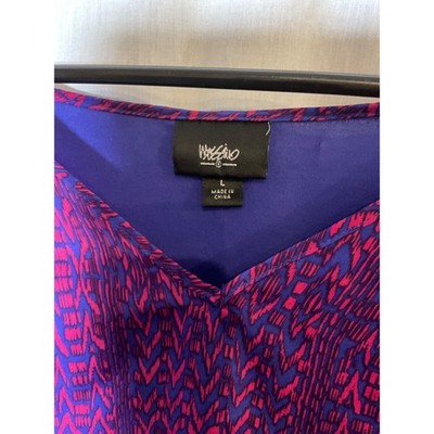 WASSIO Women's Colorful Top Size L, Polyester Front/Rayon Back, Short Sleeve