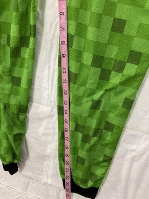 Minecraft One Piece Pajamas Boys 10/12 Green Creeper Fleece Zip Sleepwear