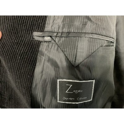 Zagato Signature Collection Sport Coat Men 50 Black Corduroy 3-Button Lined