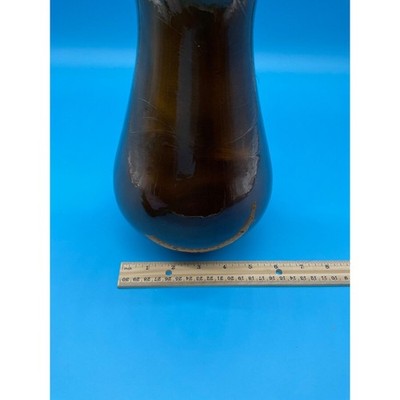 Vintage 60's Amber Glass Genie Bottle Decanter 18.5" San Miguel Spain w/ Stopper