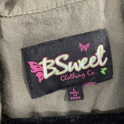 BSweet Jacket Juniors Large Green Anorak Lightweight Zip Drawstring Pockets