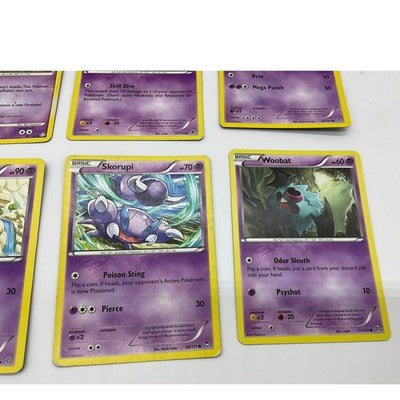 Pokemon Card Lot Psychic Type Zubat Golett Skorupi Woobat Gulpin TCG Bundle