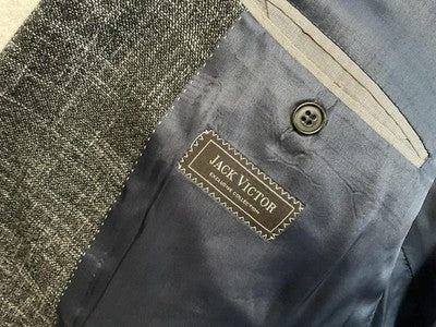 Jack Victor Sport Coat Mens 46L Gray Wool Bamboo Tweed Blazer Business Canada