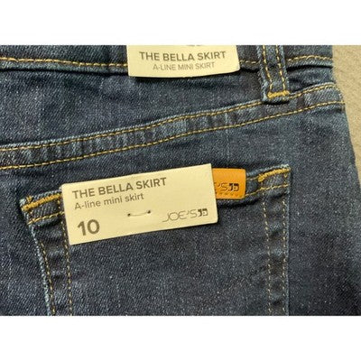 Joe's Jeans Bella A-Line Mini Skirt Raw Hem Denim Blue Girls Size 10 Stretch NWT