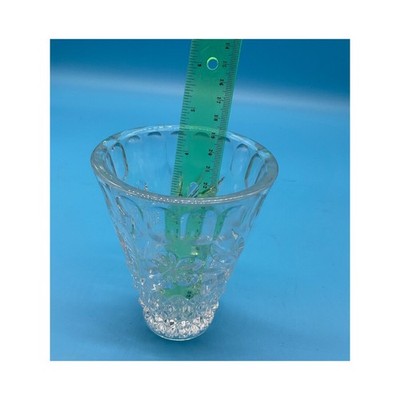 Vintage Clear Pressed Glass Vase 5" Tall Diamond Starburst Pattern Floral HEAVY