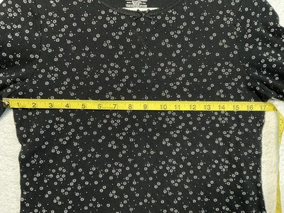 Croft & Barrow Intimates Shirt Womens Small Black Floral Long Sleeve Lace Trim