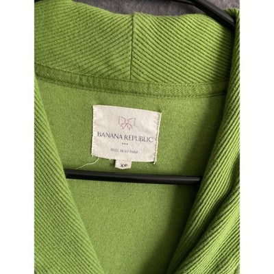 Banana Republic Green Pullover XS Ribbed V Neck Long Sleeve Y2K Pockets