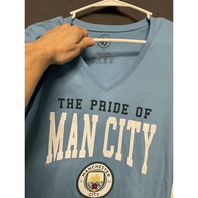 Man City Women's V-Neck Tee Shirt Blue Size S Soccer Manchester City NEW