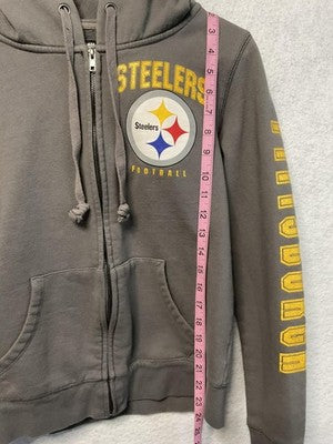 Pittsburgh Steelers Hoodie Sweatshirt Womens Small Gray NFL Football Zip Up