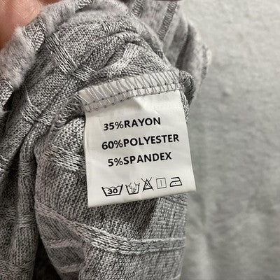 DOLANE Shirt Womens 4XL Gray Ribbed Knit Striped Long Sleeve Plus Size Top