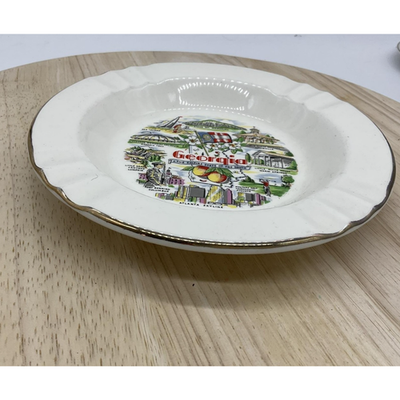 Vintage Georgia Souvenir Bowl Plate Empire State Of The South 22K Gold Trim