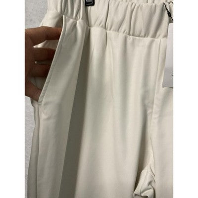 Lisadnyc The Drop Pants Womens 2XL Cream Faux Leather Pull On High Rise Pockets
