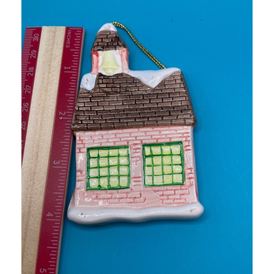 Retro School House Christmas Ornament by Russ Berry - Vintage, Excellent Shape
