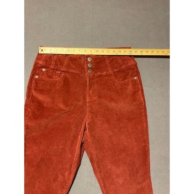 No Boundaries Pant Womens 17 High Rise Sculpting Corduroy Rust Color