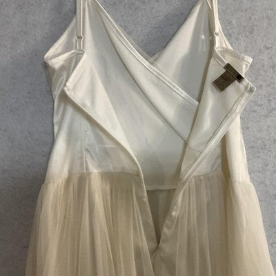 Tulle Dress Womens Large White Wrap V Neck Spaghetti Strap Fit Flare Midi