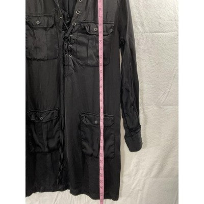 Denim & Supply Ralph Lauren Shirt Dress Womens XS Black Lace Up Utility Safari