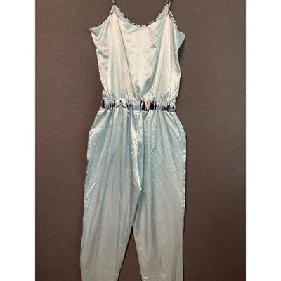 NWT Honey Minx SATIN Jajamas Harper One Piece Jumpsuit Sleep Set M/L Pockets