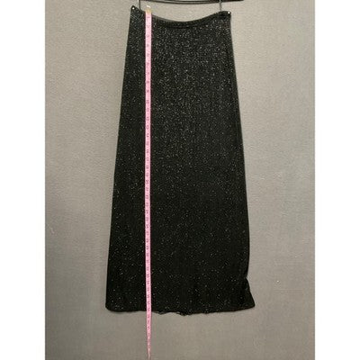Glitter Sparkle Black Vintage Long Skirt Small Holiday Party Glam Goth READ