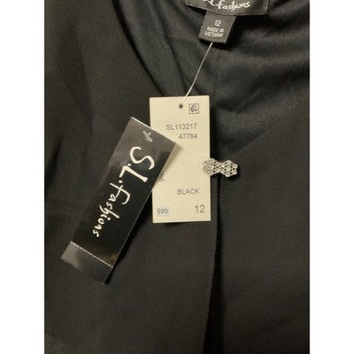 S.L. Fashions Elegant Black Tiered Midi Dress Missy SZ 12 Cocktail Party Dancing