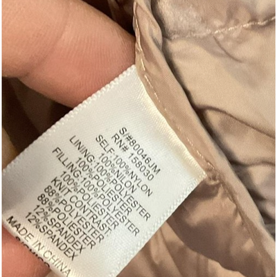 Love Tree Jacket Womens Small Beige Ultra Light Packable Hooded Puffer Zip Up