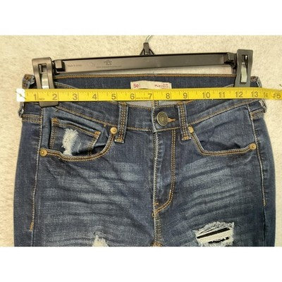 SO Jeans Juniors 1 Blue Dark Wash FLXStretch Skinny Distressed Ripped Low Rise