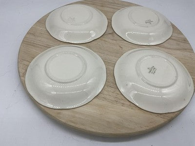 Homer Laughlin Dessert Bowls Set 4 White Gold Courting Couple USA Scene Vintage