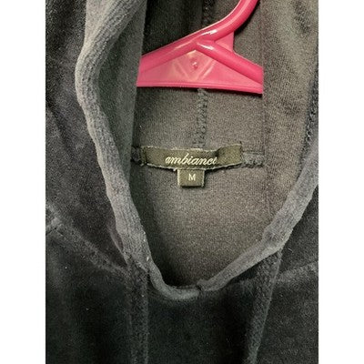 Ambiance Hoodie Womens Navy Blue Pullover Velour Long Sleeve Kangaroo Pocket
