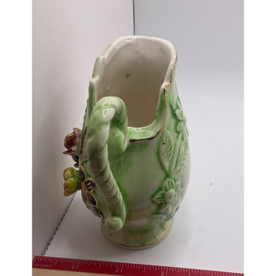 Rare Vintage Hand-Painted Porcelain Pitcher/Vase - 4.5" Tall, Gold Accents