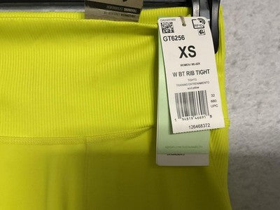 Adidas Leggings Womens XS Acid Yellow 7/8 Tight High Rise Ribbed Training GT6256