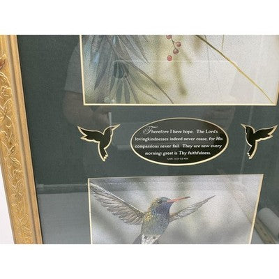 Hummingbird Framed Wall Art Therefore I Have Hope Scripture Lamentations Vintage