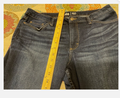 Lee Jeans Womens 16P Dark Wash Straight Leg Regular Fit Mid Rise Stretch Denim