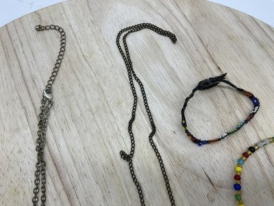 Lot 5 Womens Jewelry Owl Pendant Necklaces Beaded Bracelets Multicolor Boho