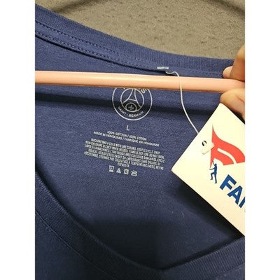 Paris Saint-Germain PSG Tee Fanatics Womens Large Blue Cotton Soccer NWT