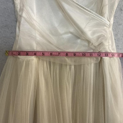 Tulle Dress Womens Large White Wrap V Neck Spaghetti Strap Fit Flare Midi
