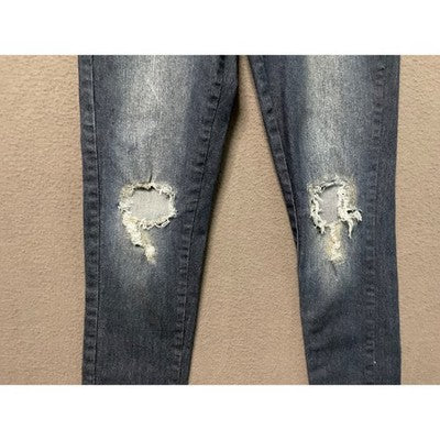 Fil Jeans Women’s Distressed Skinny Jeans Size 3 Blue Frayed Hem Stretch
